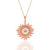 Söğütlü Silver Gümüş rose zirkon taşlı şems kolye