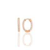Söğütlü Silver Gümüş rose zirkon taşlı trend oval küpe