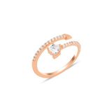 Söğütlü Silver Gümüş rose zirkon taşlı üstten ayarlanabilir kalp yüzük [barcode]