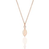 Söğütlü Silver Gümüş rose zirkon taşlı yaprak kolye [barcode]