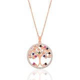 Söğütlü Silver Gümüş rose zirkon taşlı yaşamın renkli dalları ağaç kolye [barcode]
