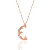 Söğütlü Silver Gümüş rose zirkon taşlı yeni ay ve yıldızlar kolye [barcode]