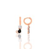 Söğütlü Silver Gümüş rose zirkon ve onix taşlı özel tasarım kedi küpe [barcode]