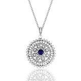 Söğütlü Silver Gümüş safir taşlı oksitli telkari işlemeli kolye [barcode]