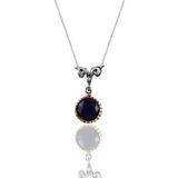 Söğütlü Silver Gümüş safir taşlı otantik tektaş kolye
