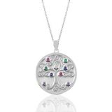 Söğütlü Silver Gümüş sedef ve renkli taşlı hayat ağacı kolye