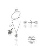 Söğütlü Silver Gümüş Swarovski tek taş modeli üçlü set 15