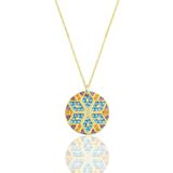 Söğütlü Silver SGTL10156 Gümüş Gold Yuvarlak Kilim Kolye