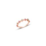 Söğütlü Silver SGTL10290MİX Gümüş Rose Mix Taşlı Crown Yüzük