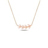 Söğütlü Silver SGTL10293 Gümüş rose zirkon taşlı yaprak kolye
