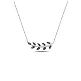 Söğütlü Silver SGTL10294 Gümüş Rodyumlu Siyah Taşlı Yaprak Kolye