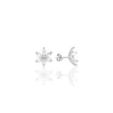 Söğütlü Silver SGTL10389 Beyaz Taşlı Nilüfer Lotus Çiçeği Gümüş Küpe