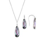 Söğütlü Silver SGTL10599 Rodyumlu Mistik Taşlı Damla Kolye Ve Küpe ikili Gümüş Set