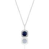 Söğütlü Silver SGTL10731 Gümüş Rodyumlu Safir Taşlı Pırlanta Montürlü Kolye