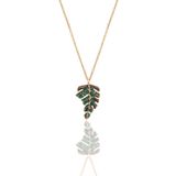 Söğütlü Silver SGTL10752 Gümüş Rose Yeşil Taşlı Yaprak Kolye