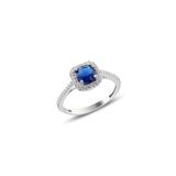 Söğütlü Silver SGTL10764 Gümüş Rodyumlu Safir Taşlı Kare Yüzük