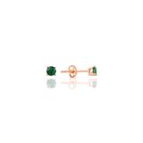 Söğütlü Silver SGTL10874 Rose 4 mm Yeşil Tek Taş Gümüş Küpe