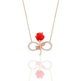 Söğütlü Silver SGTL10896 Gümüş Rose Kırmızı Gül Sonsuzluk Kolye