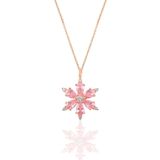 Söğütlü Silver SGTL10898 Gümüş Rose Pembe Taşlı Kar Tanesi Kolye