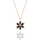 Söğütlü Silver SGTL10898 Gümüş Rose Siyah Taşlı Kar Tanesi Kolye
