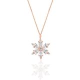 Söğütlü Silver SGTL10898 Gümüş Rose Zirkon Taşlı Kar Tanesi Kolye