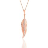 Söğütlü Silver SGTL10899 Gümüş Rose Zirkon Taşlı Tüy Kolye