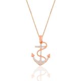 Söğütlü Silver SGTL10916 Gümüş Rose Zirkon Taşlı Çapa Kolye