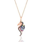 Söğütlü Silver SGTL10925 Gümüş Rose Renkli Taşlı Deniz Atı Kolye