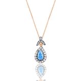 Söğütlü Silver SGTL10989 Gümüş Rose Akuamarin Taşlı Damla Kolye