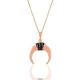 Söğütlü Silver SGTL11020 Gümüş Rose Siyah Taşlı Ters Hilal Kolye