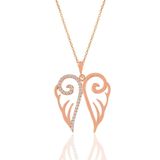 Söğütlü Silver SGTL11035 Gümüş Rose Zirkon Taşlı Işlemeli Kanat Kolye