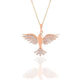 Söğütlü Silver SGTL11124 Gümüş Rose Zirkon Taşlı Simurg Anka Kuşu Kolye