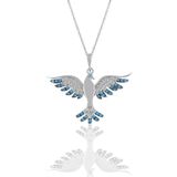 Söğütlü Silver SGTL11129 Gümüş Rodyumlu Turkuaz Taşlı Simurg Anka Kuşu Kolye