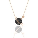 Söğütlü Silver SGTL11134 Gümüş Rose Siyah Taşlı Gezegen Kolye