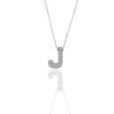 Söğütlü Silver SGTL11181 Gümüş Rodyumlu Üç Boyutlu Minimal J Harf Kolye