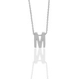 Söğütlü Silver SGTL11181 Gümüş Rodyumlu Üç Boyutlu Minimal M Harf Kolye