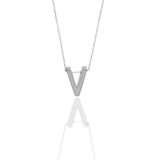 Söğütlü Silver SGTL11181 Gümüş Rodyumlu Üç Boyutlu Minimal V Harf Kolye