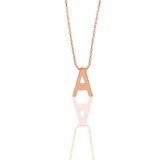 Söğütlü Silver SGTL11182 Gümüş Rose Üç Boyutlu Minimal A Harf Kolye
