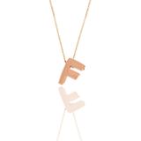 Söğütlü Silver SGTL11182 Gümüş Rose Üç Boyutlu Minimal F Harf Kolye