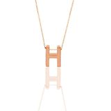 Söğütlü Silver SGTL11182 Gümüş Rose Üç Boyutlu Minimal H Harf Kolye