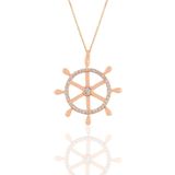 Söğütlü Silver SGTL11184 Gümüş Rose Zirkon Taşlı Gemi Dümeni Kolye
