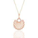 Söğütlü Silver SGTL11185 Gümüş Rose Zirkon Taşlı Midye Kolye