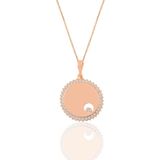 Söğütlü Silver SGTL11191 Gümüş Rose Zirkon Tek Taşlı Yuvarlak Kolye