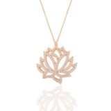 Söğütlü Silver SGTL11211 Gümüş Rose Zirkon Taşlı Lotus Çiçeği Kolye