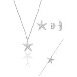 Söğütlü Silver SGTL11440 Gümüş Rodyumlu Zirkon Taşlı Deniz Yıldızı Üçlü Set