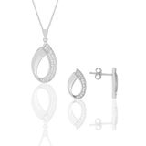 Söğütlü Silver SGTL11616SET Gümüş Rodyumlu Zirkon Taşlı Damla Kolye Kupe Ikili Set