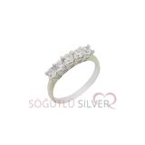 Söğütlü Silver SGTL2985 925 Ayar Gümüş Rodyumlu Beş Taş 925 Ayar Gümüş Yüzük