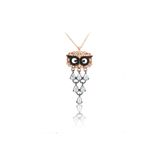 Söğütlü Silver SGTL7950 925 Ayar Gümüş Rose Zirkon ve Onix Taşlı Sonsuz Annem Kolye