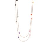 Söğütlü Silver SGTL8536 Gümüş Rose Renkli Sıra Taşlı Kadın Kolye