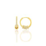 Söğütlü Silver SGTL8803GOLD Zirkon Taşlı Altın Yaldızlı Ring Gümüş Küpe